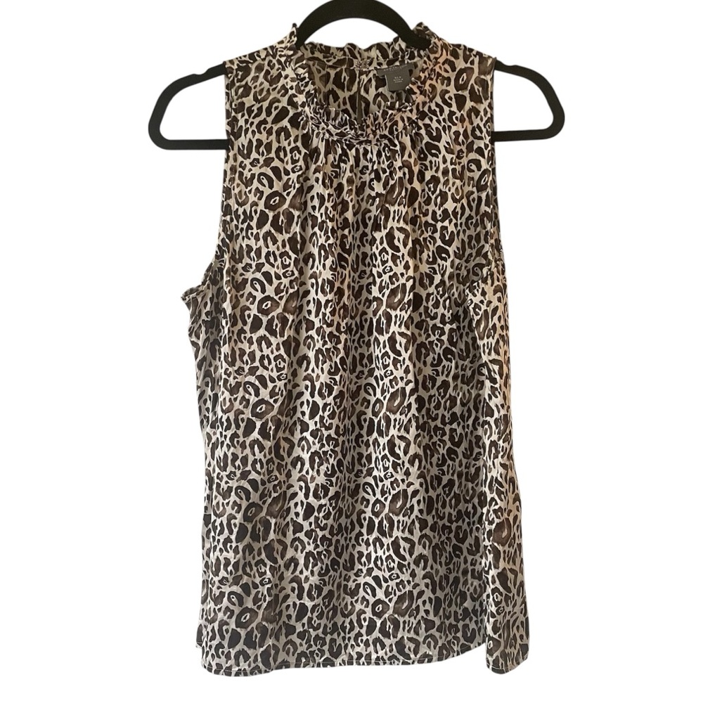 Ann Taylor 100% silk leopard print sleeveless blouse size extra large petite